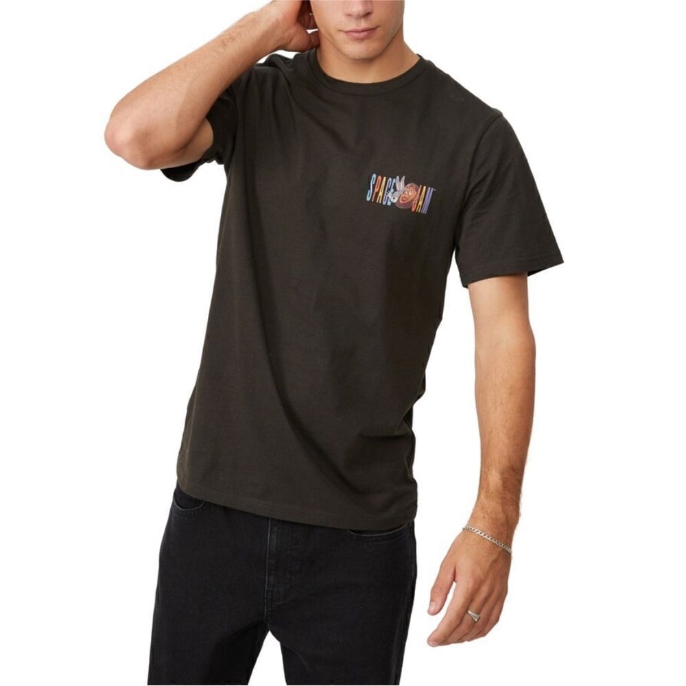 Space Jam Recycled Plastic Washed Black Printed T-Shirt Size S